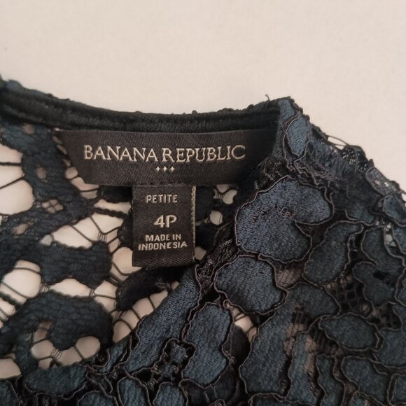 Banana Republic Women’s Blue Lace Sleeveless Sheath Dress Size 4P - Picture 8 of 13